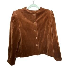 Vintage Picket ‘N Post Rust Brown Velveteen Jacket with Puff Sleeves Size 18